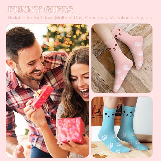 AGRIMONY Women's Cat Socks Cute Animal Socks Dog Valentines Easter Fun Gifts for Women