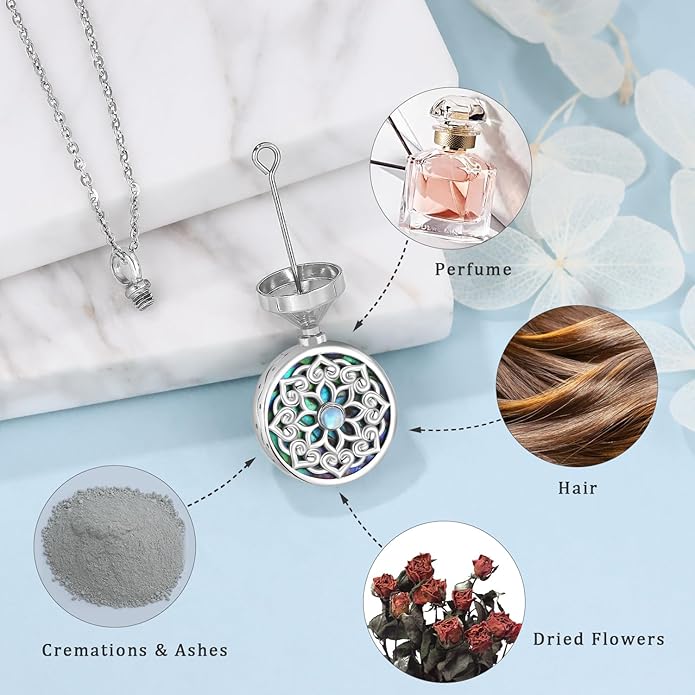 Aniu Cremation Jewelry for Ashes S925 Sterling Silver Urn Necklace Memorial Necklace for Human Ashes of Loved Ones Keepsake Pendant for Men Women