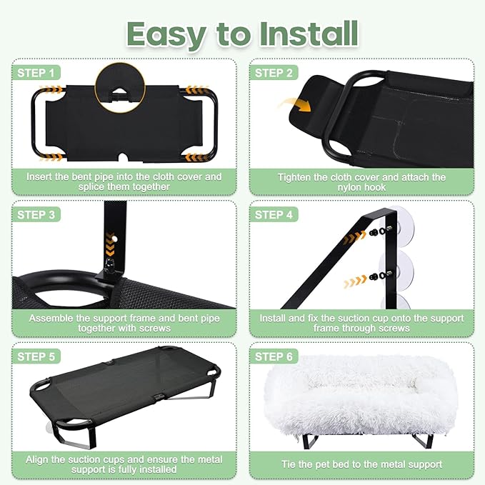 Cat Window Perch, Large Cats Window Hammock Bed Metal Shelf Perch Seat with Thermal Blankets & 6 Strong Suction Cups as Cat Wall Furniture Tree Accessories for Inside Sunbathing Napping Overlooking