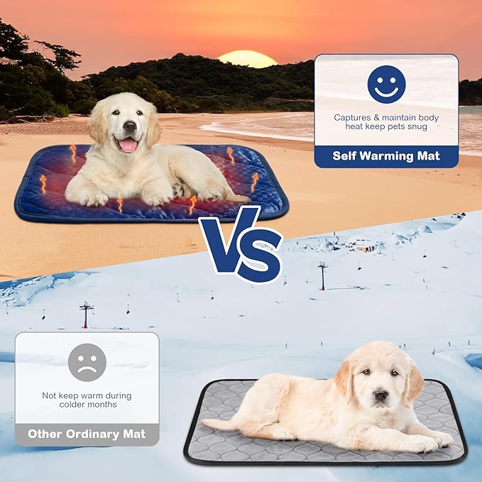 4 Pack Self Warming Cat Mat Self Heating Cat Pad Warm Thermal Pet Bed Washable Dog Crate Pad Body Heat Dog Cat Bed Mat Blanket Non Slip Bottom for Outdoor Indoor Pets