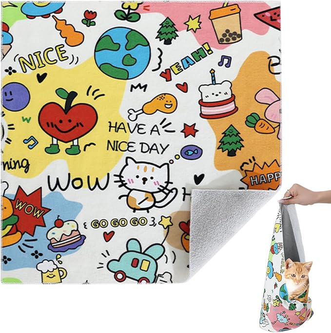 AGLOO Cat Grooming Wrap Cat Magic Mat - Self-Adherent, Anti-Scratch, Kittens Calming Wrap Restraint for Nail Clipping,Bathing (45 * 45cm)