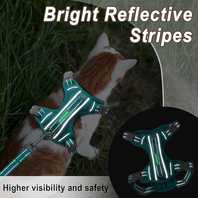 Cat Harness and Leash Set for Walking Escape Proof for Small Large cat Kitten Harness with ID tag Pocket (Blue,XS)