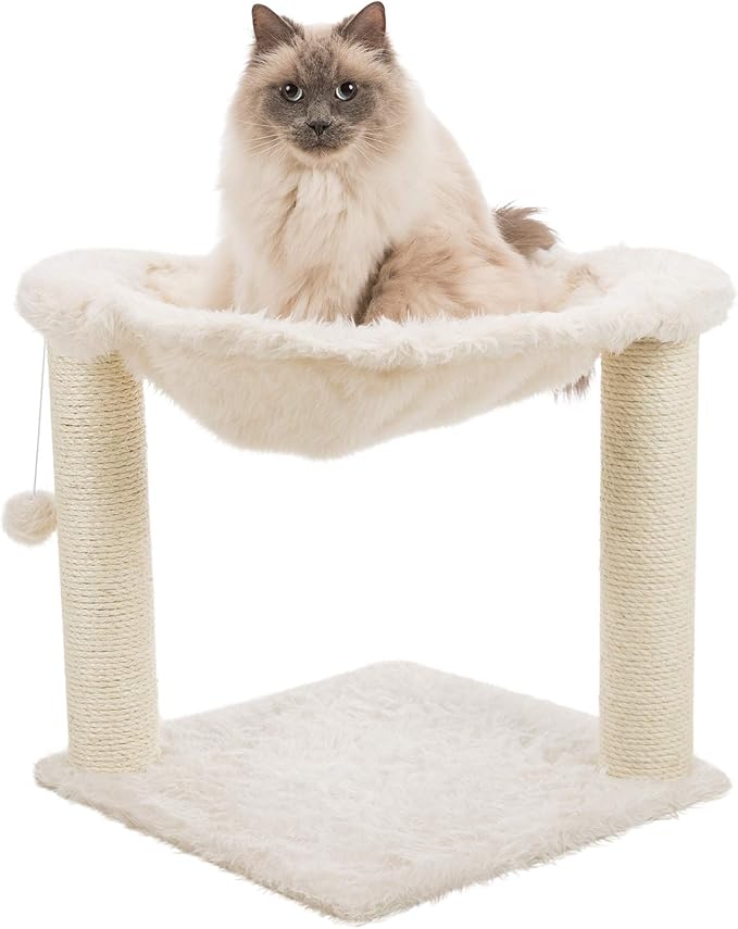 TRIXIE Baza Scratching Post with Hammock | 18" Base. Color: Cream