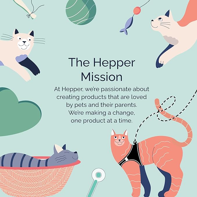 Hepper Cat Harness and Leash Escape Proof Set - Black Tactical Cat Harness with Reflective Safety Strips - Kitten or Cat Vest/Cat Jacket/Cat Walker (L)