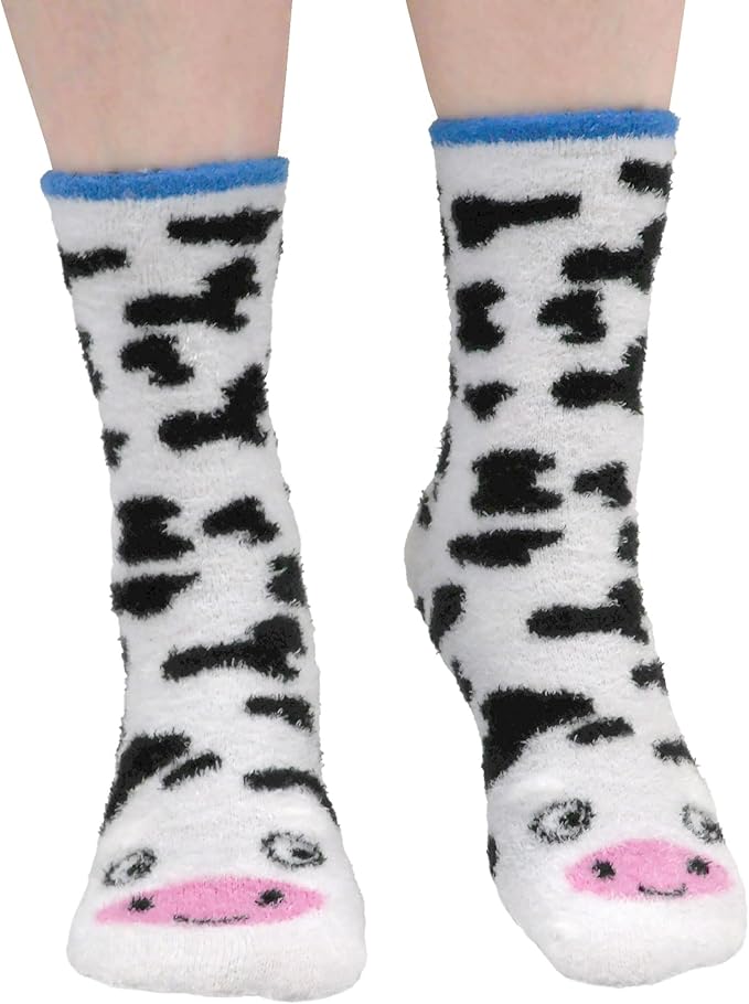 BambooMN Super Soft Warm Cute Women's Animal Non-Slip Fuzzy Fluffy Crew Winter Home Socks