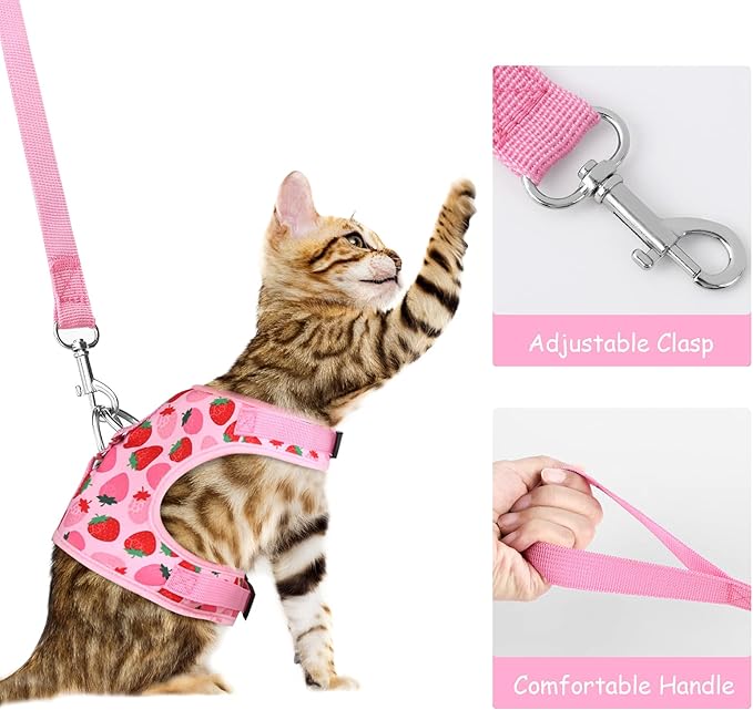 URATOT Cat Harness and Leash Set Cat Vest Harness Pet Leash and Collar Set Pet Harness for Kitties Puppies Small Pets Outdoor Walking, X-Small