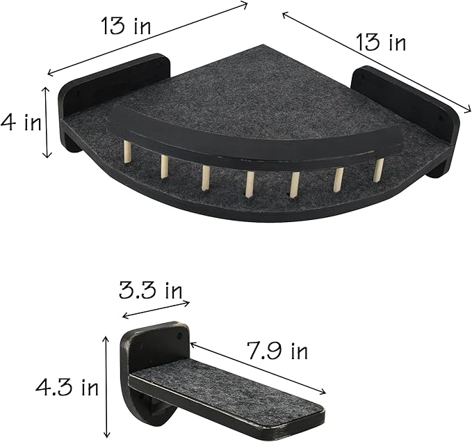 Cat Wall Furniture Cat Wall Shelves, Cat Shelves and Perches for Wall with 3 Cat Wall Steps, Cat Climbing Shelf, Cat Scratching Post Wall Cat Shelves for Indoor with Plush Covered, Cat Gift