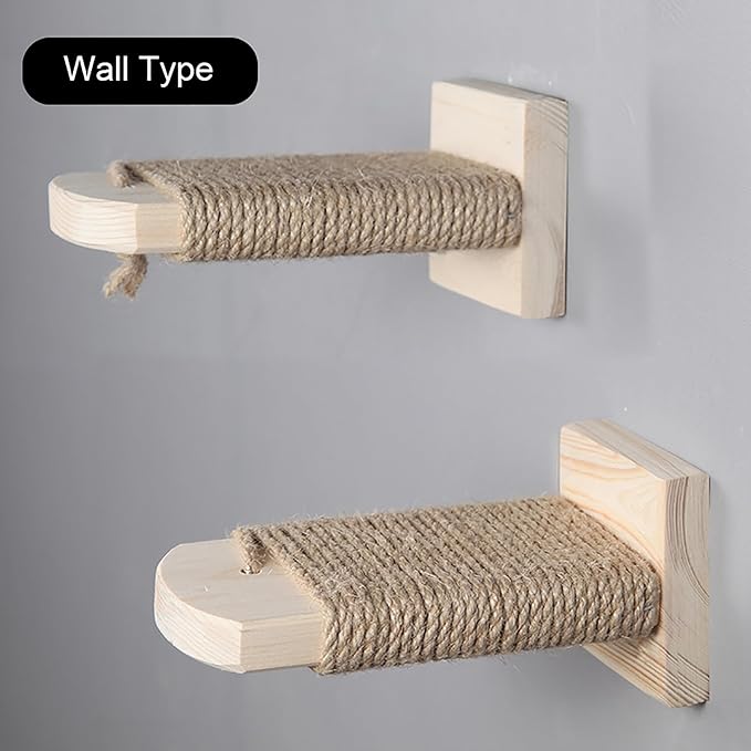 Cat Climbing Shelf Wall Mounted, 2 Step Cat Stairway with Jute Scratching for Cats Perch Platform Supplies