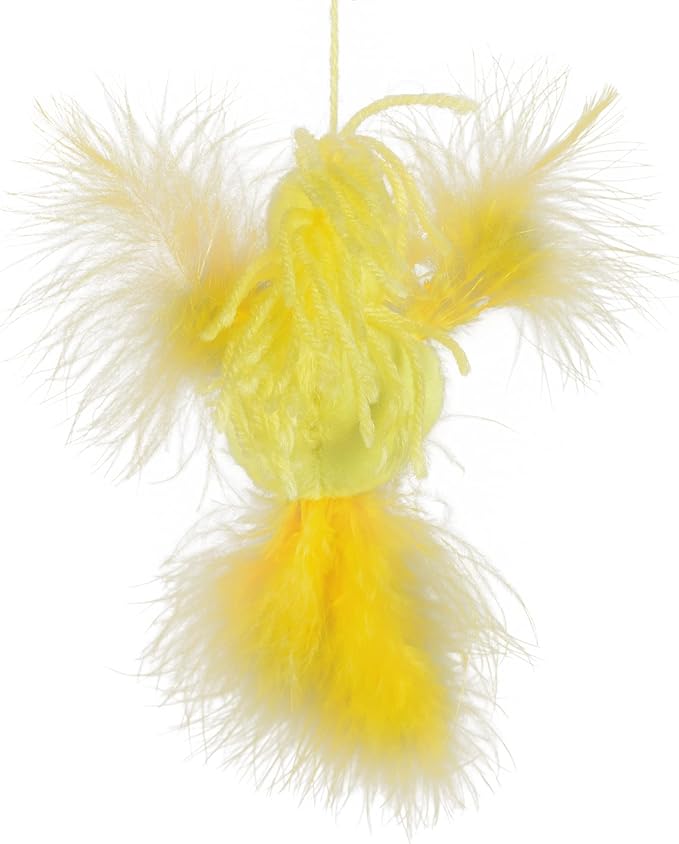 4” Woodstock Catnip Stuffed Plush Cat Toy with Feathers and Elastic Loop for Interactive Play | Peanuts for Pets | Interactive Toy for Cats | Cat Exercise Toy