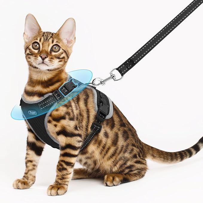 Supet Cat Harness and Leash for Walking Escape Proof, Adjustable Harness for Cats, Easy Control Small Cat Harness for Medium Large Kitten XS