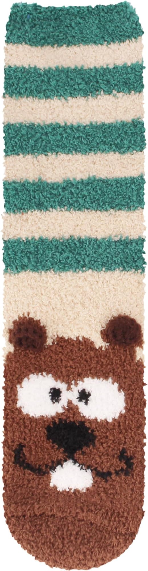 BambooMN Women's Super Soft Cute Fuzzy Cozy Warm Animal Face Indoor Outdoor Cabin Crew Home Socks