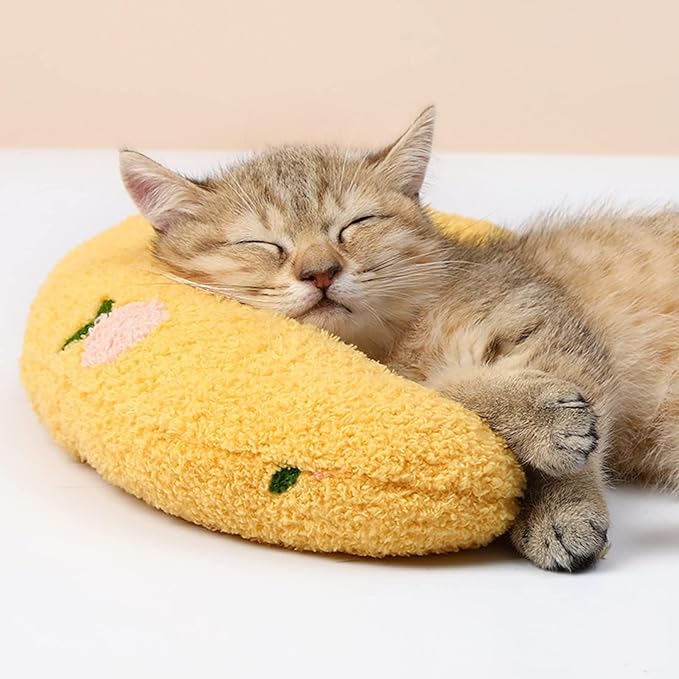 Les Arbres Fair Little Pillow for Cats, Ultra Soft Fluffy Pet Calming Toy Half Donut Cuddler for Joint Relief Sleeping Improve Machine Washable