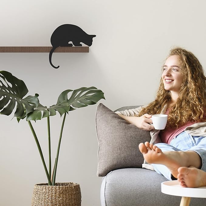 Artori Design Cat Figurine for Home Decorations and Living Room Decorations - Funny Cat Stuff for Cat Lovers - Metal Cat Decorations, Cat Statue for Shelf Decor - Sherlock Black Cat Decor