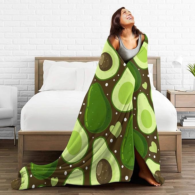 Avocado Merch Cozy Print Flannel Fleece Soft Plush Fuzzy Warm Lightweight Bedding - Avocado Gifts for Women, Men, Girls, Kids - 50"X40"