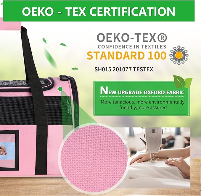 20" Large Cat Carrier Soft Sided Carrier for Cats Under 25 lbs, Folding Dog Carrier 20" Carrier for 2 Cats Travel Carrier -Large- Pink