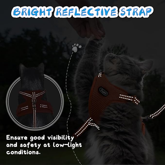 Supet Cat Harness and Leash Set for Small to Large Cats Adjustable Cat Vest Harness with Reflective Trim Universal Cat Leash and Harness for Cats/Puppies