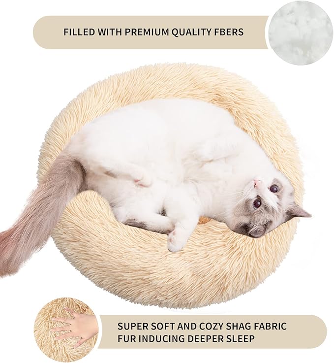 Nisrada Cat Beds for Indoor Cats,24 Inch Dog Bed for Small Melium Large Dogs, Washable-Round Pet Bed for Puppy and Kitten with Slip-Resistant Bottom