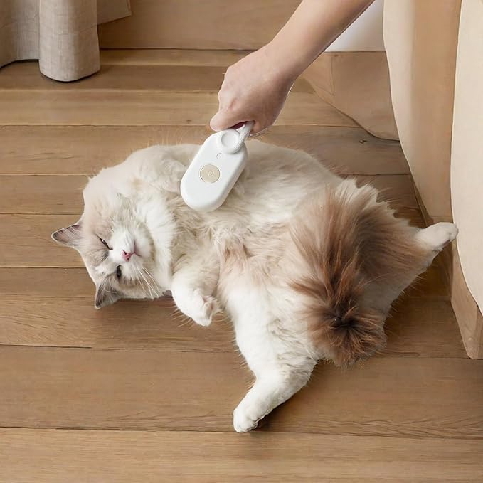 2nd Generation 3-in-1 Cat Steam Brush for Shedding, Pet Hair Removal Comb with Water Tank, Spray Cat Brush for Pet Grooming, Steamy Cat Brush for indoor Haired Cats, Dogs and Rabbits (Beige)