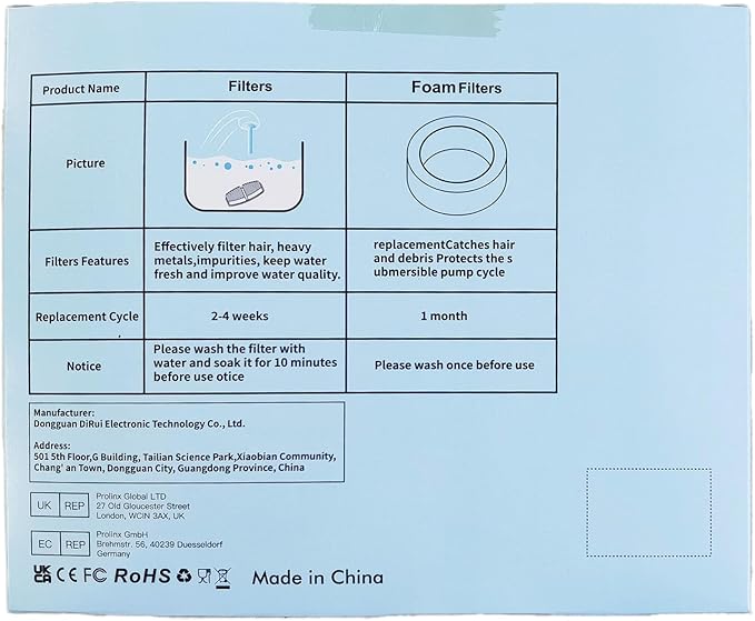 24 Cat Water Fountain Filters, 12 Pieces of Filters + 12 Pieces Sponges of Cat Fountain, Filter Loose Hair (Sponges), Triple Filtration (Filters), Suitable for “B0CL4WMX6Z” & ”B0CLGPCNHN”