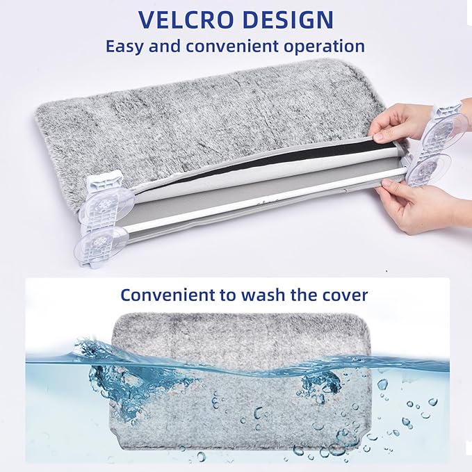 pettycare Cat Window Perch, Cordless Cat Window Hammock Bed with 4 Strong Suction Cups, Foldable Cat Window Seat for Inside Hold Up to 40lbs, Solid Metal Frame and Soft Reversible Two Fabrics Cover