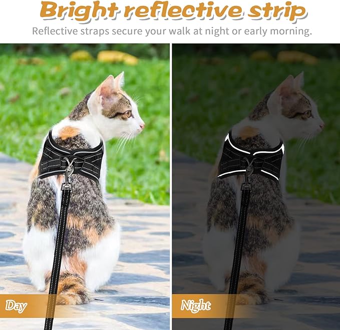Cat Harness and Leash Escape Proof,Soft Adjustable Kitten Vest Harness for Walking Reflective Easy Control Pet Harness for Cat Small Dog Puppy