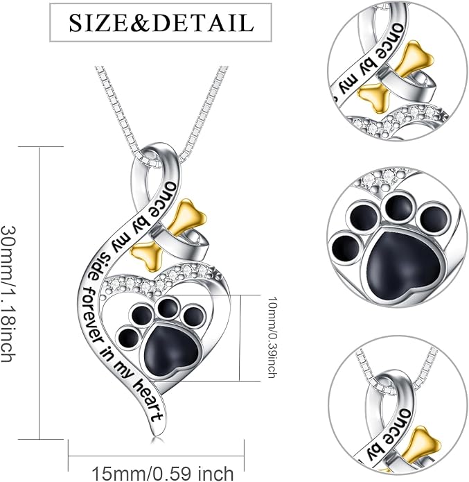 925 Sterling Sliver Yorkshire/Corgi/Labrador/Pug/Bulldog/Paw Print/Cross Necklace Cute Puppy Dog Necklace Jewelry Birthday Gifts for Women Girls Dog Lovers