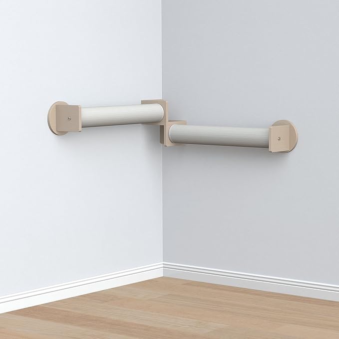 TRIXIE Wall Set 5, Indoor Wall Mounted Cat Climbing System, 2 Sisal Scratching Post for Corners, Cat Ledges, Natural