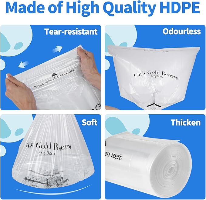 120 Pack Litter Box Robot 3 4 Waste Bags, Self Cleaning Cat Litter Box Robot Waste Liner Bags Replacement, Heavy Duty 9-11 Gallons of Capacity