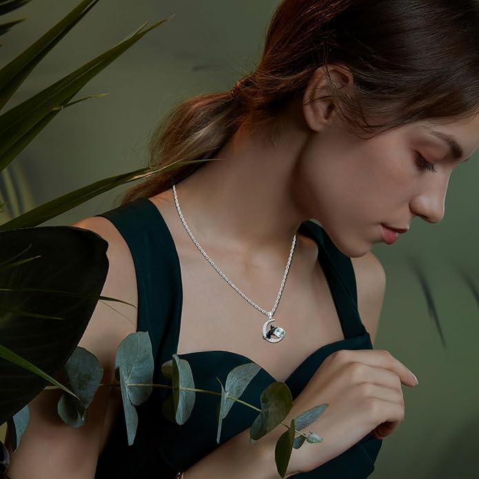 Animal Necklace 925 Sterling Silver Cat/Dog/Fox/Axolotl/Highland Cow Pendant Necklace Cute Animal Jewelry Graduation Gifts for Women