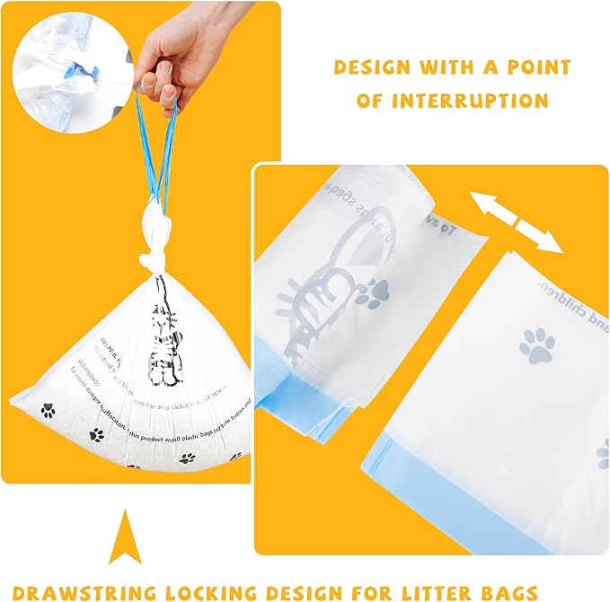 80 Counts Cat Litter box Bags for Automatic Cat Litter Box Self Cleaning, 24 x 29 Inches Extra Thick Cat Liner Bags Compatible with Litter Box Robot 4 and 3(White-Blue)