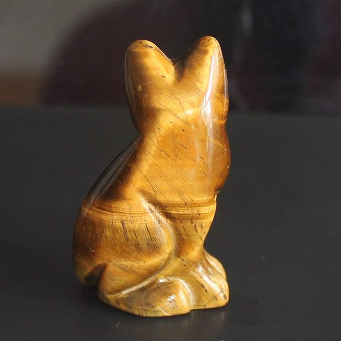 2‘’ Hand Carved Mixed Gemstone Crystal cat Figurine Animal Carving (Golden Tiger Eye)