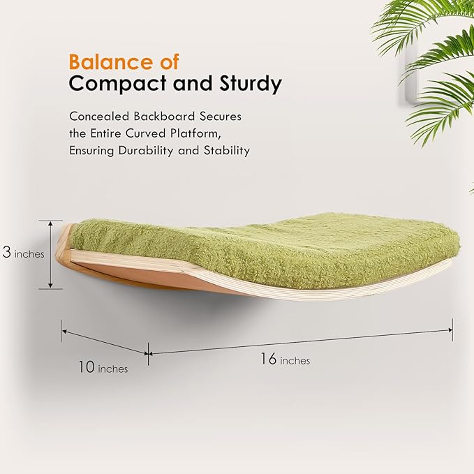 Cat Wall Shelves,Wall Mounted Cat Wall Furniture,Curved Cat Shelves and Perches for Wall,Floating Cat Wall Bed Cat Shelf with Comfortable Cat Cushion