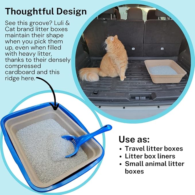 8-Pack Disposable Litter Boxes for Cats | Size Large | Durable and Water Resistant
