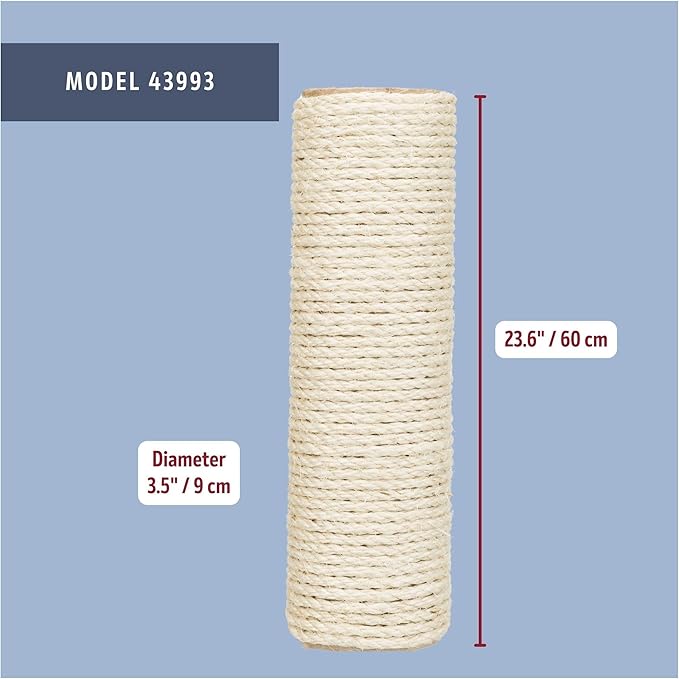 Trixie Replacement Sisal Post for Scratching Posts, Cat Trees and Cat Towers, 3.5 in x 23.6 in (9 x 60 cm)