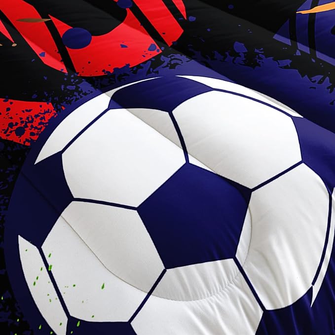 AILONEN Football Comforter Set for Teen Boys, Sport Bed in a Bag Bedding Sets,Basketball Theme Quilted Duvet Full Size for Boys,1 Comforter 2 Pillowcases 3 Piece