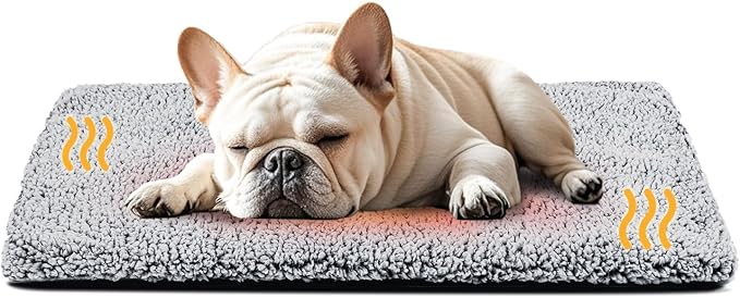 Miguel Self Heating Dog Mat, 36 X 24 inch Self Warming Dog Bed for Indoor Outdoor, Non Electric Dog Pad Thermal for Medium Large Dogs, Washable Crate Mat with Removable Washable Cover (Gray,L)