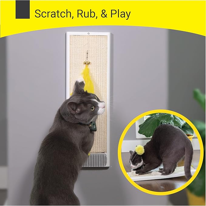 SVD.PET Cat Scratching Post, Natural sisal Pad Cat Scratching Board, Kitten Scratcher w/Replaceable Natural sisal Pad & Self-Groom Brush, Wall Mounted or Floor Use, Cat Toys Included(20x6.5)