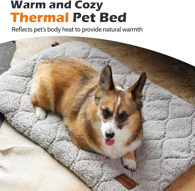 Self Warming Cat Bed Self Heating Cat Dog Mat 24 x 18 inch Soft & Fluffy Cat Bed Noiseless Thermal Pet Pad for Indoor Outdoor Pets with Removable Cover Non-Slip Bottom (29.5"L x 18.9"W x 1.2"Th)