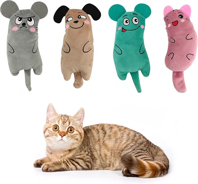 Andiker 4 Pack Catnip Toys for Indoor Cats,Mice Toy Cat Teething Chew Toys for Kittens and Cat Adults Plush Toy