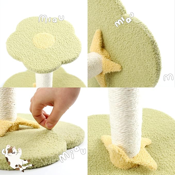 Docal Cat Scratching Post, Cat Tree Cat Tower for Indoor Cats with Sisal Covered Scratching Posts and Flower Shape Platform, Cat Tower Activity Center Furniture for Kittens Cats and Pets