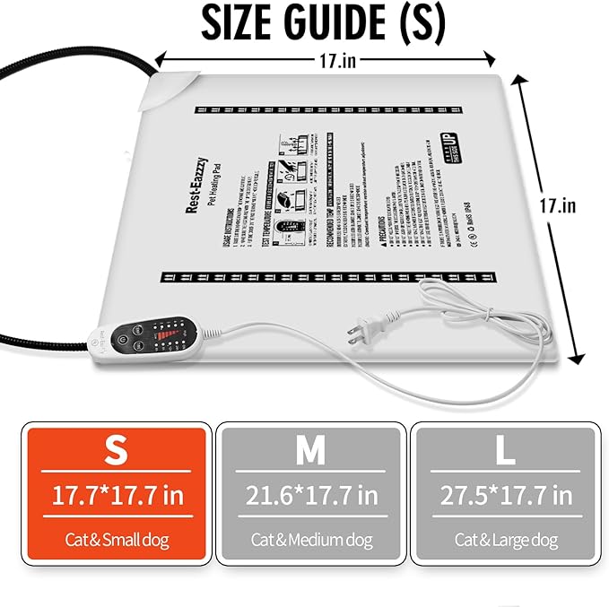 Rest-Eazzzy Cat Heating Pad, Cat Bed with Removable Cover Heated Cat Bed 5 Level Timer and 5 Level Temperature, Cat Beds for Indoor Warming Mat for Cat Dog (Heat pad, Pure-Brown)