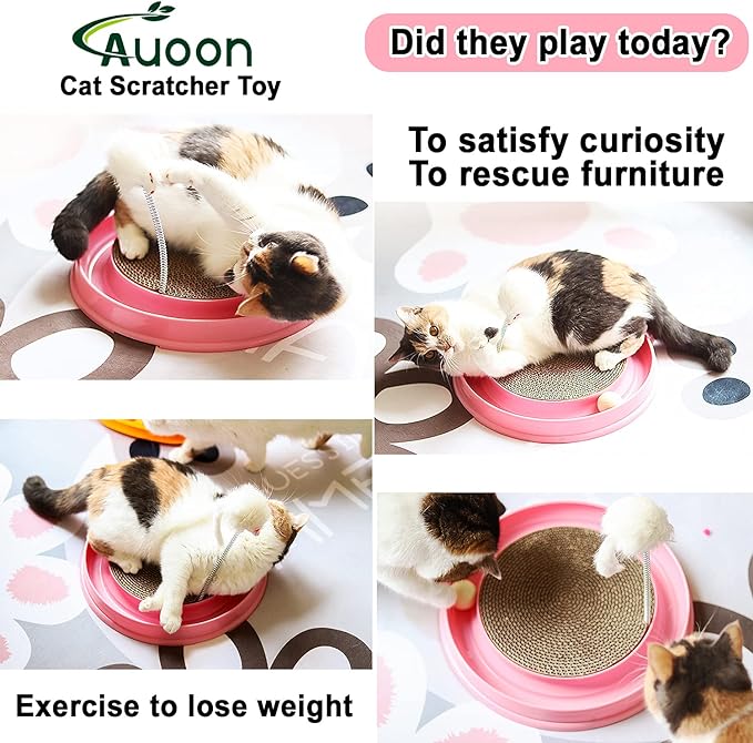 AUOON Cat Scratcher Toy, Cat Toy, Scratch pad,Scratching Toy,Post Pad Interactive Training Exercise Mouse Play Toy with Ball (Milk Shake)