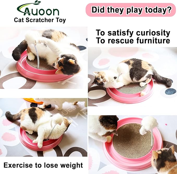 AUOON Cat Scratcher Toy, Cat Toy, Scratch pad,Scratching Toy,Post Pad Interactive Training Exercise Mouse Play Toy with Ball (Milk Shake)