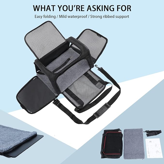 A4Pet Airline Approved Cat Carrier Dog Carriers,Removable Soft-Sided Portable Pet Travel Washable Carrier for Kittens,Puppies,Rabbit,Hamsters