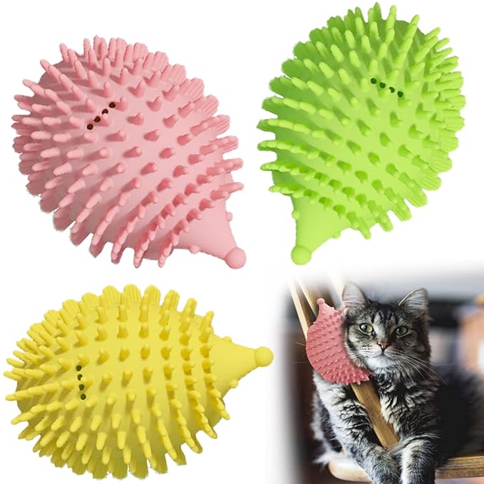 4.5in Cat Self Groomer Wall Mount, Corner Face Scratcher and Massage Comb for Cats and Dogs (3Pcs)