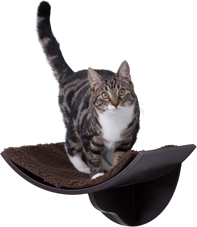 TRIXIE Lorena Wall Mount Perch, Cat Shelf, Cat Bed, Cat Lounger, Cat Furniture - Brown