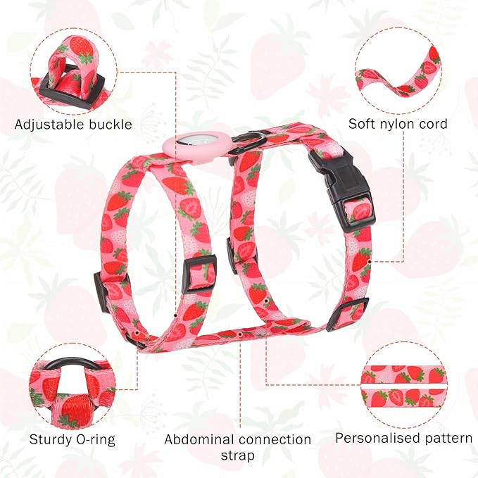 SCENEREAL Cat Harness and Leash Set Escape Proof with Airtag Holder, Adjustable Kitten Big Cats Vest Harness for Walking Outdoor Indoor, Adjustable Soft Strip for Small Large Cats Boys Girls Puppy