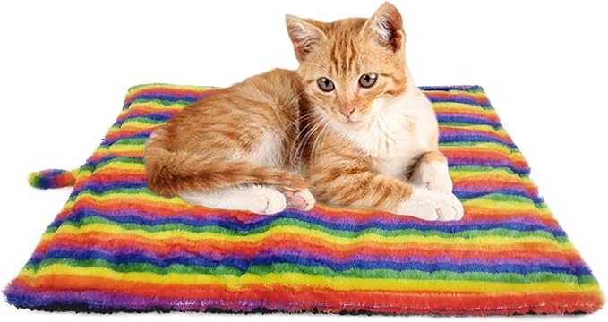 WALOO Pets Self Heating Thermal Cat Mat & Napping Pad (Rainbow)