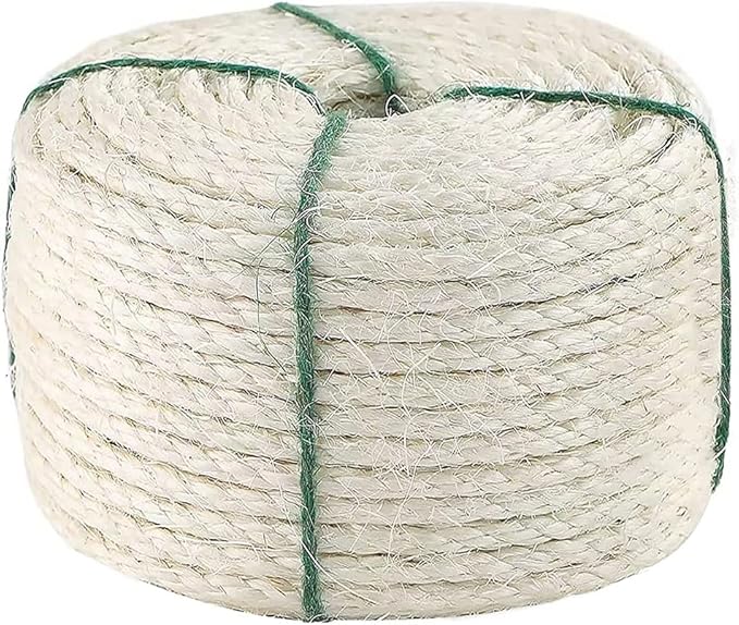 Cat Natural Sisal Rope for Replacement Scratching Posts,Sturdy Hemp Rope for Repairing Modern Cat Trees,6mm Diameter Sisal Rope Can DIY for Furniture Protection from Cats Scratch