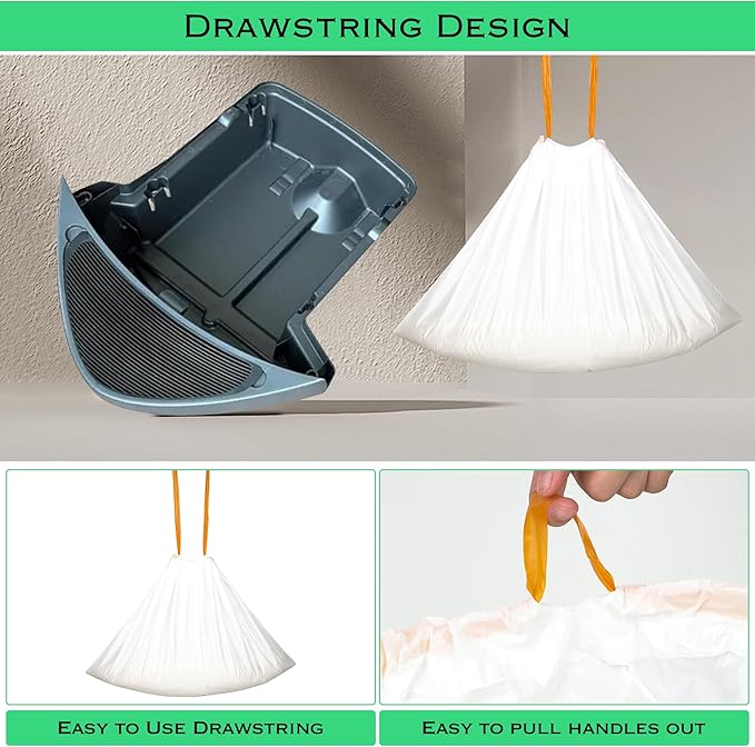 60 Count Cat Litter Box Robot 4 and 3 Waste Bags, 26" x 16" Thicken Durable Drawstring Litter Box Liners Poop Bags, 10~12 Gallons Self-Cleaning Automatic Litter Box Bags